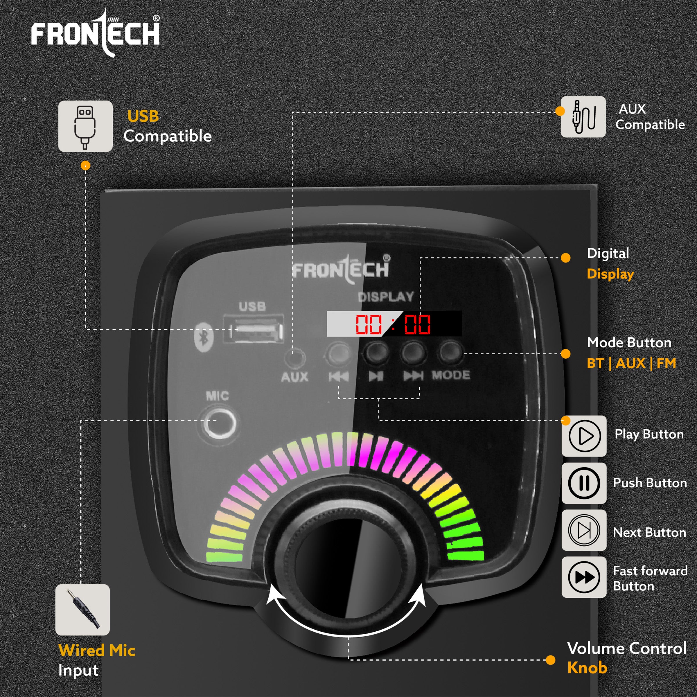 Frontech Spark Wireless 60W Bluetooth 5.0 Tower Speaker System (SW-0163) Frontech Spark Wireless 60W Bluetooth 5.0 Tower Speaker System (SW-0163)